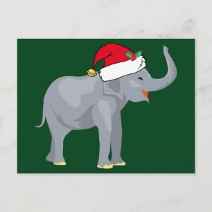 Elefante lindo con sombrero de Santa verde Navidad