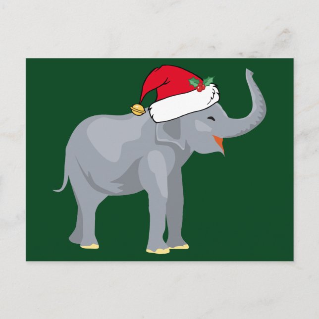Elefante lindo con sombrero de Santa verde Navidad (Anverso)