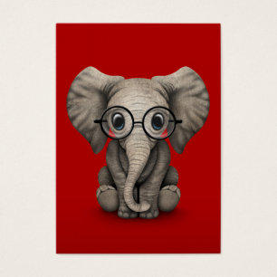 Elefante lindo del bebé con los vidrios de lectur