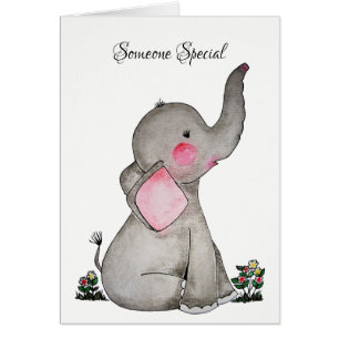 Elefante lindo del bebé de la acuarela con Rubor y