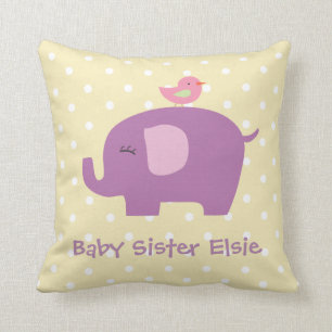 Elefante lindo del bebé y almohada personalizada
