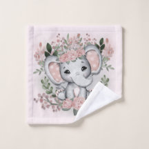 Elefante Lindo Flores Rosadas Verdor Baño