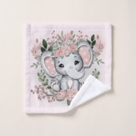 Elefante Lindo Flores Rosadas Verdor Baño
