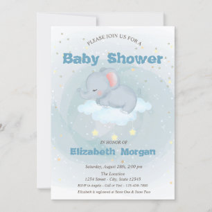 Elefante lindo, Nube, invitación Baby Shower de es