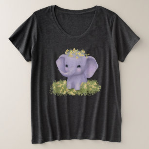 elefante lindo y alegre con flores silvestres