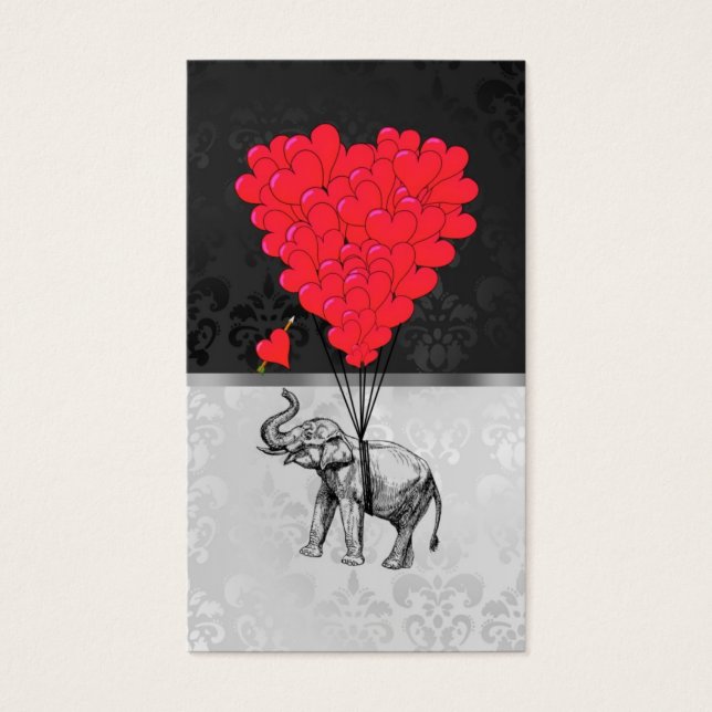 elefante lindo y corazón amoroso en gris (Frente)