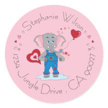 Elefante lindo y Sellos para sobres rosas del cora