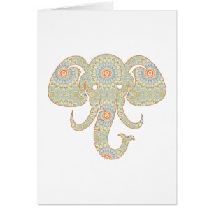 Elefante Mandala en verde claro y Naranja