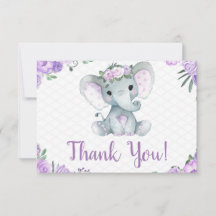Elefante morado Gracias Chica de Rosas de tarjetas