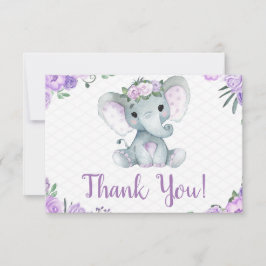 Elefante morado Gracias Chica de Rosas de tarjetas