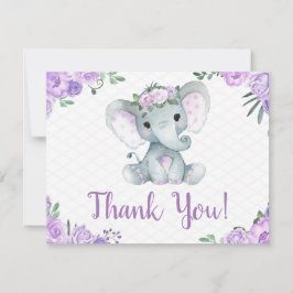 Elefante morado Gracias Chica de Rosas de tarjetas
