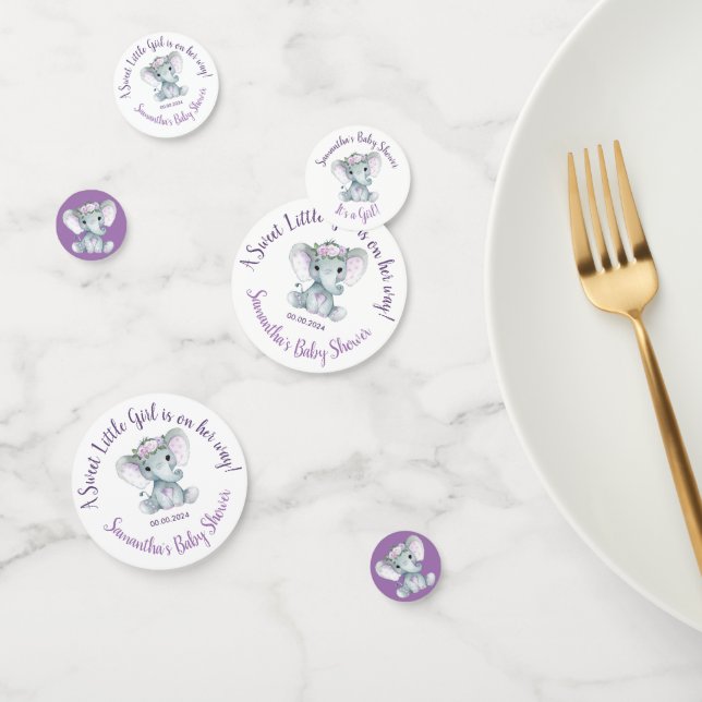 Elefante morado Personalizado confetti Decoración  (Grupo)