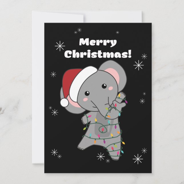 Elefante Navidad Nieve Invierno Animales Elefantes (Anverso)
