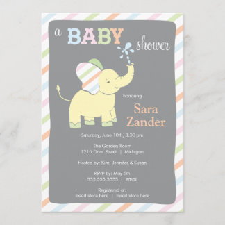 Elefante neutro| Invitación de Baby Shower