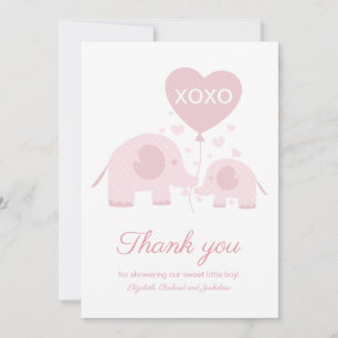 Elefante Niña Rubor Rosa Agradecimiento Baby Showe