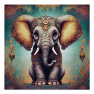 Elefante Ornato no 2 Poster Glossy
