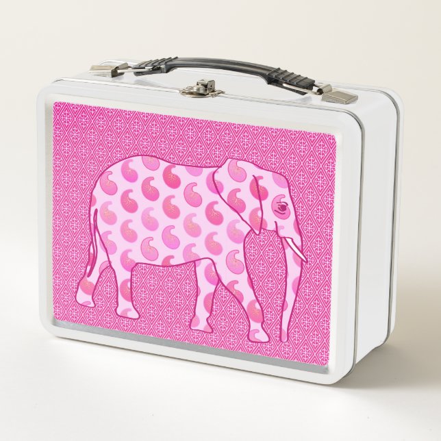 Elefante Paisley, Rosa Hielo y Fuchsia (Anverso)