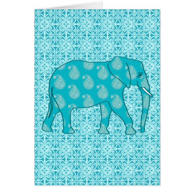 Elefante paisley - turquesa y aqua (Frente)