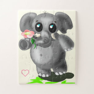 Elefante pequeño con rompecabezas florales