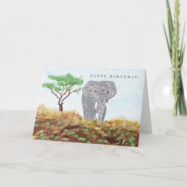 Elefante pintado: tarjeta de cumpleaños Safari sal (Anverso)