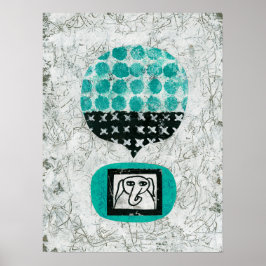 Elefante recordando el arte en el muro Poster