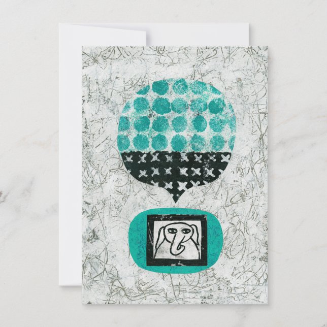 Elefante recordando la tarjeta de felicitación (Anverso)