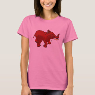 Elefante rojo en la camisa de las señoras