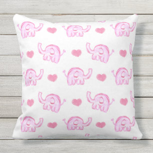 elefante rosa acuarela almohada exterior