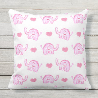 elefante rosa acuarela almohada exterior