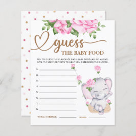 Elefante rosa Baby Shower adivina tarjeta de comid