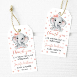 elefante rosa bebé ducha gracias etiquetas