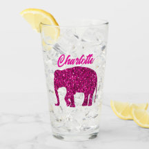 Elefante rosa caliente brillante con nombre person