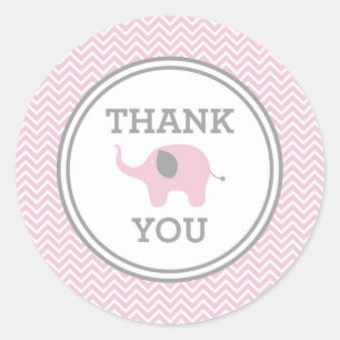 Elefante Rosa Chevron Gracias Por Favor Pegatina