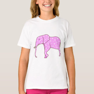 Elefante rosa con camisetas con puntos de polka bl