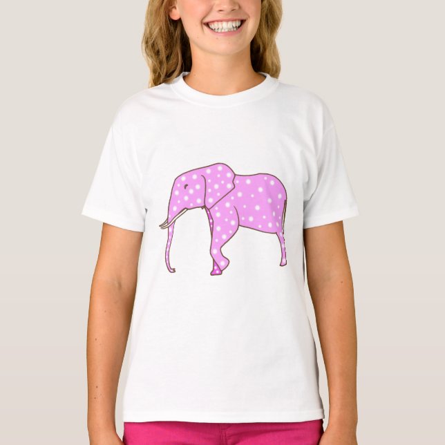 Elefante rosa con camisetas con puntos de polka bl (Anverso)