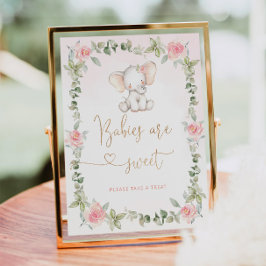 Elefante rosa floral Los bebés son Posters dulces