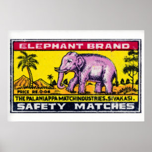 Elefante Rosa - Impresión de Caja de Cerillas - Pa
