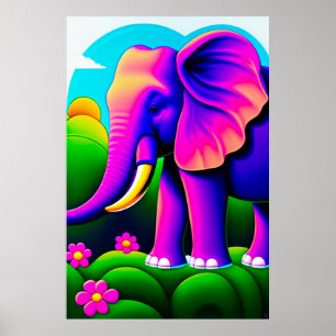 Elefante rosa - Imprimir arte de lienzo