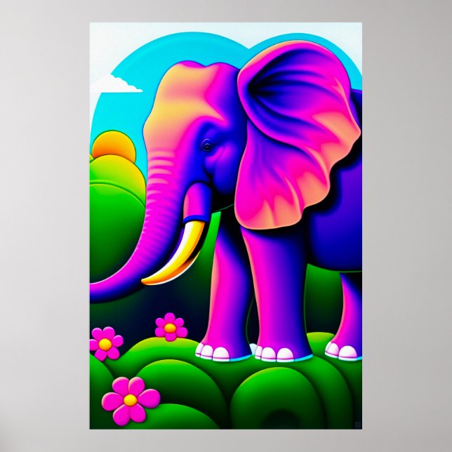 Elefante rosa - Imprimir arte de lienzo (Frente)