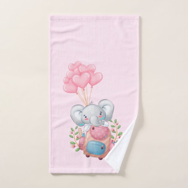 Elefante rosa lindo (Toalla de mano)