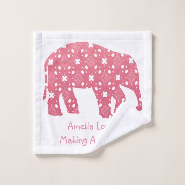 Elefante rosa personalizado (Toallita)
