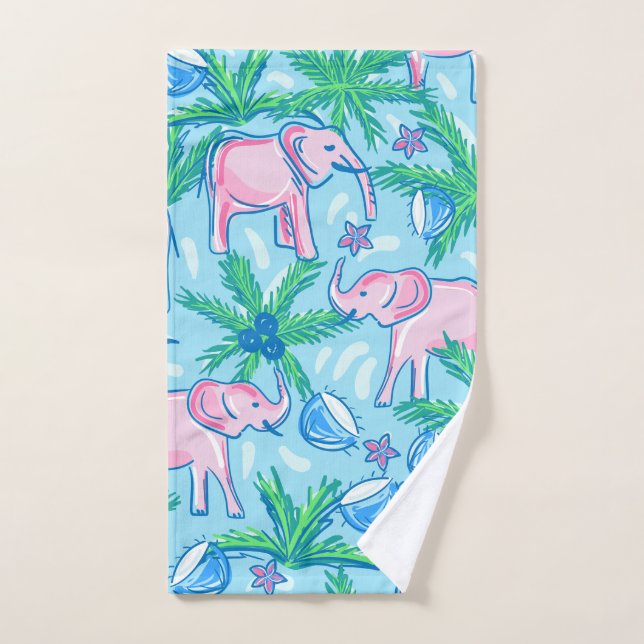 Elefante rosa Preppy (Toalla de mano)