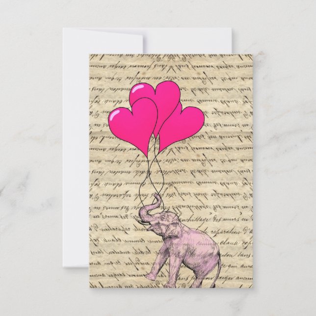 Elefante rosa sosteniendo globos (Anverso)