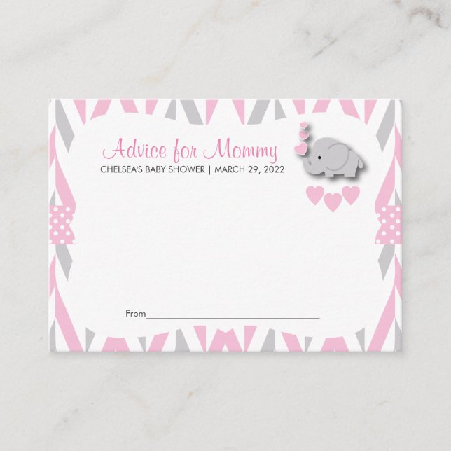 Elefante Rosa y Gris Baby Shower Sm - Consejo (Anverso)