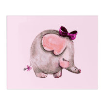 Elefante rosa y gris puro arte de pared acrílico