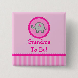 Elefante rosado "abuela a ser" botón de Baby