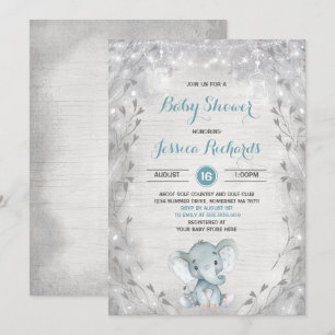 Elefante Rústico Invitación Baby Shower Chorre