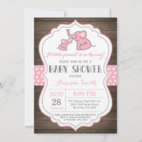 Elefante Rústico Invitación Baby Shower Rosa