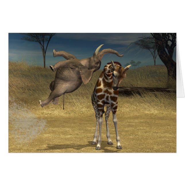 Elefante salta por la jirafa (Anverso (Horizontal))