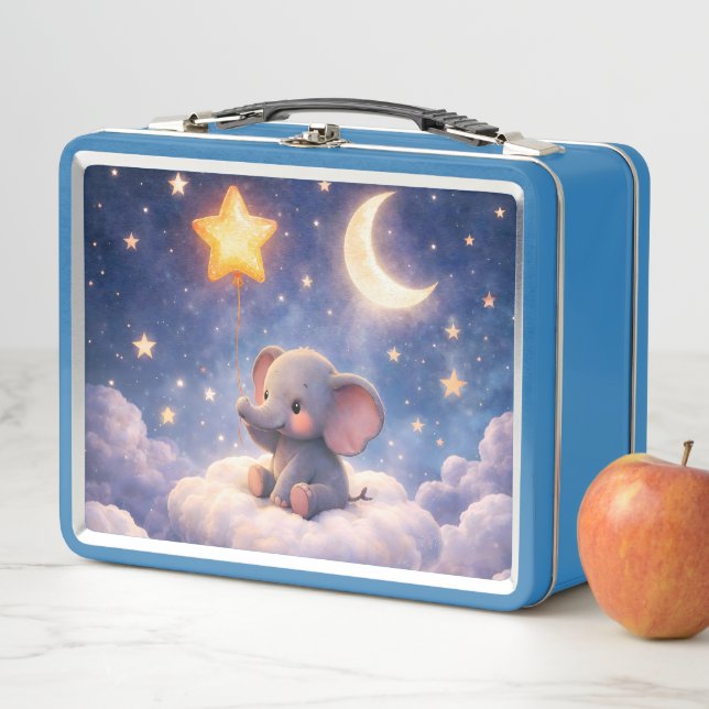 Elefante soñador y estrellas caja de lunch de meta (In situ)